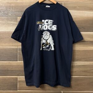 Vintage Long Beach Ice Dogs ECHL Hockey Navy Blue T Shirt Size 2XL Rare Cali